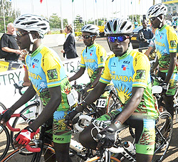 Team Rwanda riders during last yearu2019s Tour of Rwanda. They had a tough outing in Gabon. (File photo)