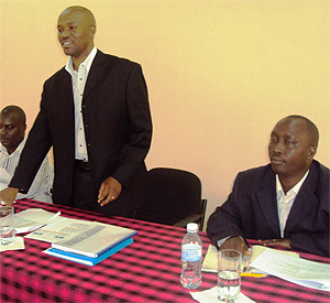 Yusuf Mugiraneza (C) Executive Secretary Eastern province, flanked by RADA officials during the meeting. (Photo S. Rwembeho)