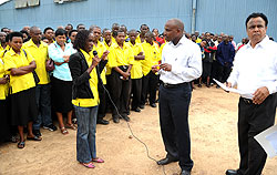 Utexrwa employees meeting Gasabo District authorities this week.  (File Photo)