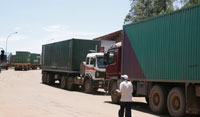 Cargo trucks at Gatuna border post. Rwandau2019s trade in EAC has doubled since 2006 (File photo)