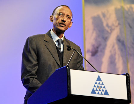 President Kagame addressing the YPO Global Leadership Summit in Denver Colorado Friday evening (Photo Urugwiro Village)