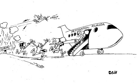 23 Rwanda nationals residing in Libya, yesterday, arrived in Istanbul Turkey fleeing the unrest which has rocked the country as protesters vow to oust President Muammar Gaddafi