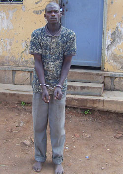 Ntivuguruzwa at Byumba Police Station on Monday. Photo  A.Gahene