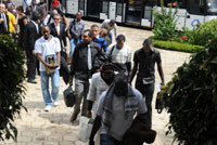  Rwandans from Libya arriving at the Airport yesterday (Photo T.Kisambira)