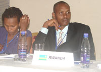 Francis Musinguzi, an official with the Rwanda Animal Resources Development Authority, attending the EAC food safety meeting in Kampala yesterday. GMuramira