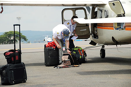 One of the German Tourist on arrival at Kigali International Airport (Photo T.Kisambira)