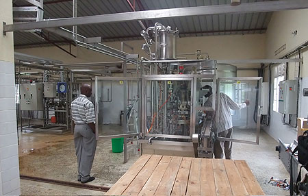 Some milk processing machines installed at Nyagatare dairy. (File Photo)