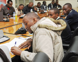 Reporters at the Press conference yesterday. Government has pledged to ease information flow (Photo J Mbanda)