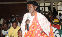 One of the parents speaks during a meeting that brought together parents with children in Iwawa (File Photo)