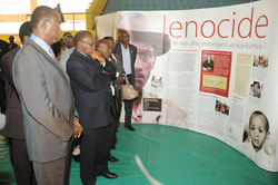 Prime Minister Makuza and other ministers tour the  Genocide  Exhibition yesterday. (Photo J Mbanda).