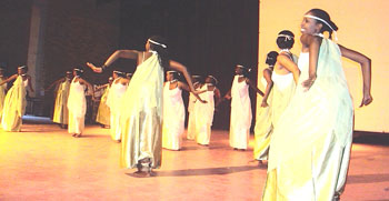 NUR students who emerged the best in the dance category perform during the closing ceremony of the FIAB festival (photo by P. Bucyensenge).