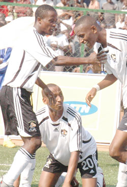 Migi (R) the scorer of the only goal of the game. (File photo)