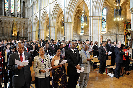 Rwandans and friends of Rwanda in the UK, during the commemoration service in London (Courtsey Photo)