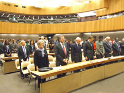 A cross-section of the participants observing a minute of silence.