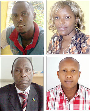 L-R: Jean de Dieu Higiro; Jane Uwiman; Boniface Rucagu; Alex Muyoboke 