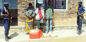 The three suspects are under police custody along with their drug consignment(photo S Nkurunziza)