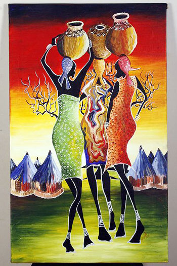 Sometimes artistic creativity will take you up the ladder of success. Painting by Fred sean Mafigiri.