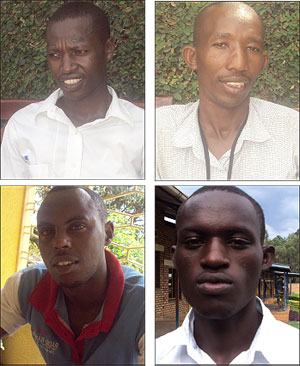 L-R:Eric Muvara;Alphonse Munyankindi; Jean de Dieu Higiro; Eric Muyiranyi 