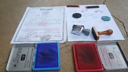 Some of the documents forged by the suspects and the materials they used (Courtsey Photo)