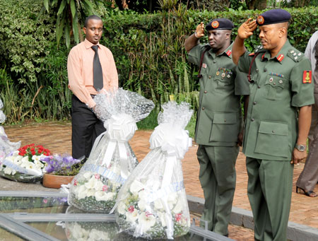 Nigerians Officers paying their respects to victims of the Genocide at Kigali Memorial Centre (Photo: T. Kisambira)