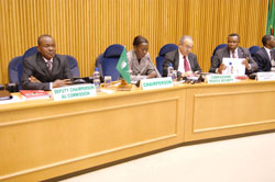 Foreign Affairs Minister Mushikiwabo addresses the 275th Meeting of the Peace and Security Council of the African Union ( Courtesy Photo)