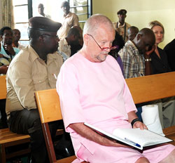 Peter Erlinder during a court session while in detention in Rwanda. (File Photo).