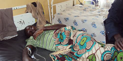 Torture victim Jonas Habimana's at his hospital bed (Photo.Dan Ngabonziza)