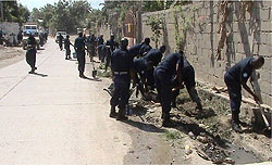 Rwandan Police peacekeepers take part in Umuganda in Haiti over the weekend (Courtsey Photo)