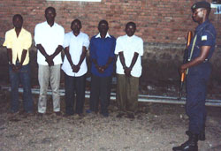 The suspected criminals at Gisenyi police station.