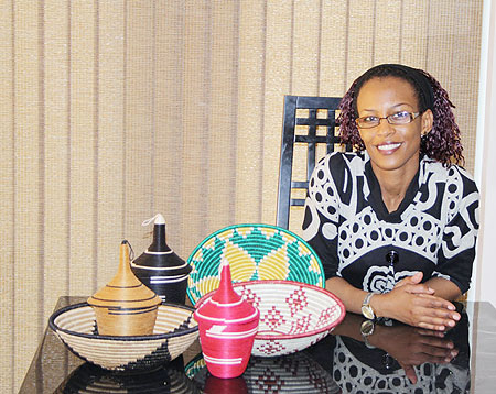 Beauty of Rwanda founder Salha L Kayitesi with some of her organisationu2019s products