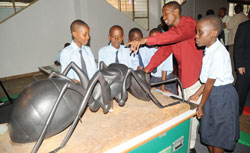 School children at the ongoing science exhibition at the French Cultural Centre yesterday. (Photo J Mbanda)