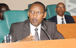 Finance Minister John Rwangombwa appearing before Senate yesterday.(Photo J Mbanda)