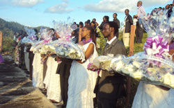 RIP Students prepare to lay wreaths at a memorial centre in Karongi district (photo S Nkurunziza)