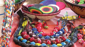 Colourful jewelry made by rural women.