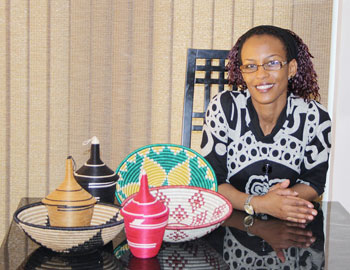 Beauty of Rwanda founder Salha L Kayitesi with some of her organisationu2019s products (File Photo)