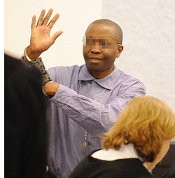 Murwanashyaka during a court appearance in Stuttgart, Germany last Wednesday.