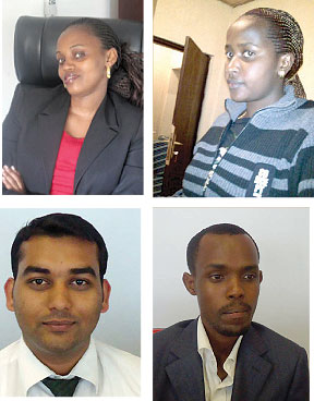 L-R:Bravely Mulinda;Asia Sissy;Roshan Supe;Octave Ndisanze Mayogi