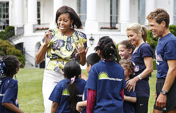 Mrs Obama in floral top