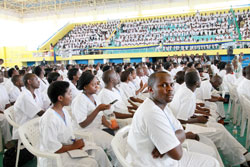 Nurses and midwives who turned up for the celebration of their day yesterday (Photo T Kisambira)