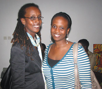 Bella Gasana (Igihe.Com) and Louise Kayonga (Registrar General at Rwanda Development Board).