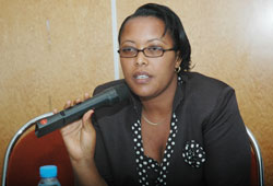 Former Permanent Secretary in the Ministry of Justice Esperance Nyirasafari during the handover ceremony.