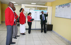 Bullish. Stockbrokers at the Rwanda Stock exchange (File photo).