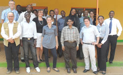 JCI president, Lydia Hakizimana (Second Right), poses for a photo with representatives of SPARK and BiD Network along with some JCI members. Photo G. Mugoya