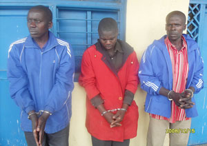 The three suspects after being arrested.(Photo: B. Mukombozi)