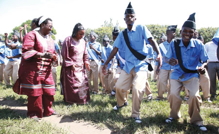 Guests join students to dance to Kitokou2019s beats.
