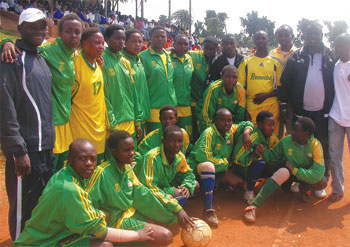 Some of the Team members of Groupe Scolaire Remera Rukoma, posing with a trophy after FEASSSA. (File Photo)