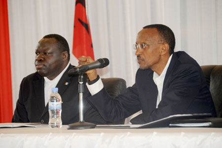 President Paul Kagame addressing the RPF Political Bureau yesterday. (Photo J Mbanda).