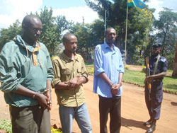 The three suspects paraded at Muhima Police Station (Courtesy photo)