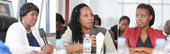 (L-R)Health Minister Agnes Binagwaho, Radegonde Ndejuru DG  of Imbuto Foundation  and Dr. Anita Asiimwe during the news conference to promote maternal health (File Photo).
