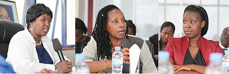 (L-R)Health Minister Agnes Binagwaho, Radegonde Ndejuru DG  of Imbuto Foundation  and Dr. Anita Asiimwe during a press conference (Photo T.Kisambira).
